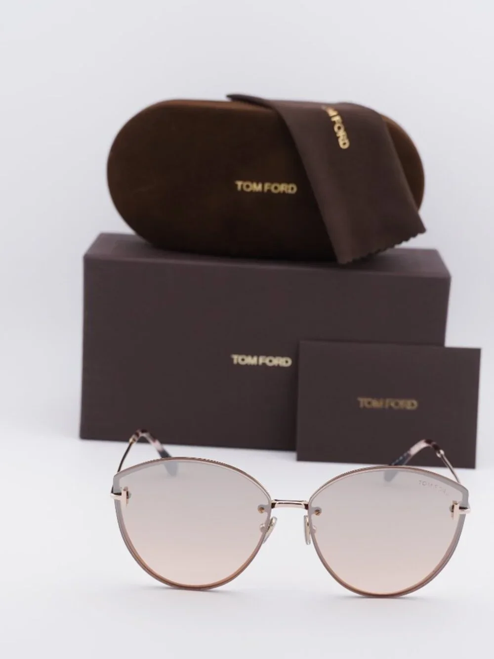 Tom Ford Evangeline FT1106 28U Cat Eye Sunglasses - Shiny Rose Gold / Bordeaux